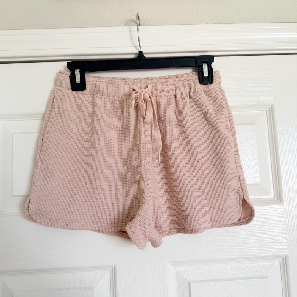 Amazon Zesica Beige Pink Long Sleeve Waffle Lounge Set - Picture 3 of 4